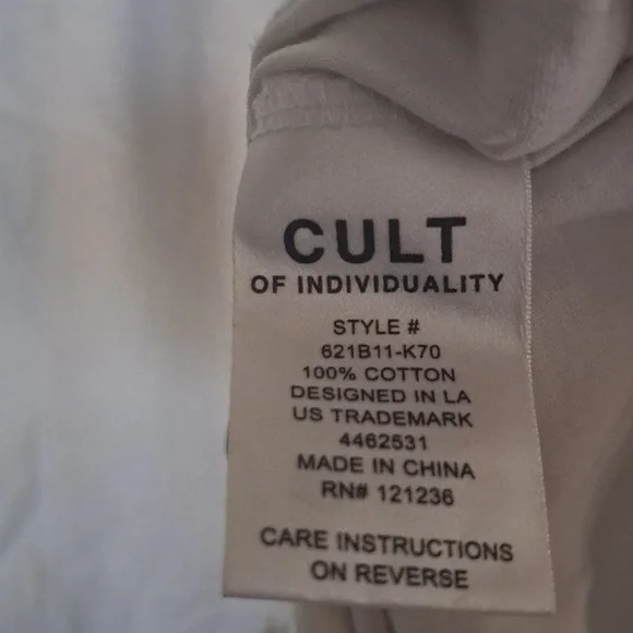 Cult of Individuality White Graphic Tee with Skull & Wings Accent - Picture 4 of 5